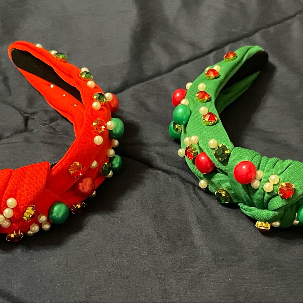 Embellished Red and Green Headbands